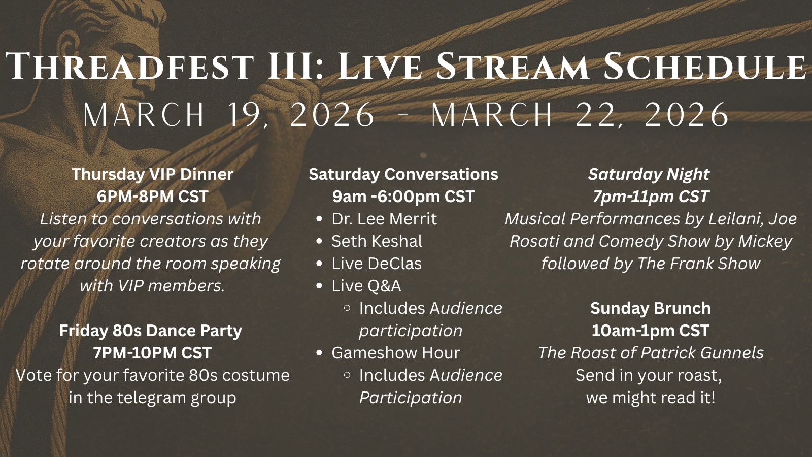 ThreadFest 3: Stronger Thread Itinerary – Epic Threads